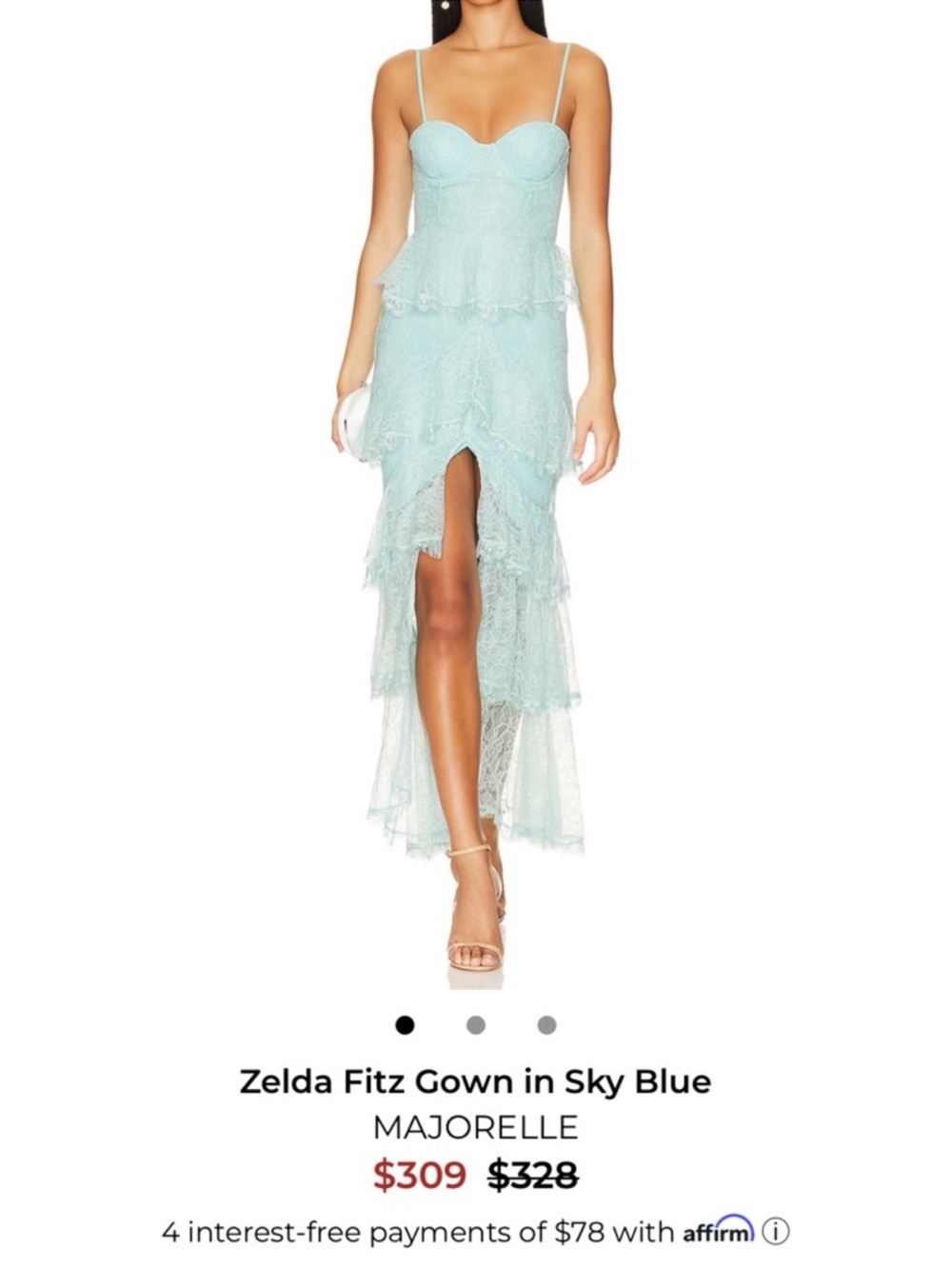 MAJORELLE Sky Blue Lace High-Low Dress